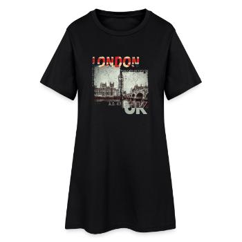London UK Vintage - Frauen T-Shirt-Kleid - Schwarz - Vorne