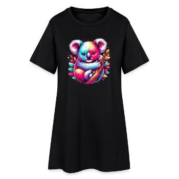 Koala - Robe T-shirt Femme - noir - Devant