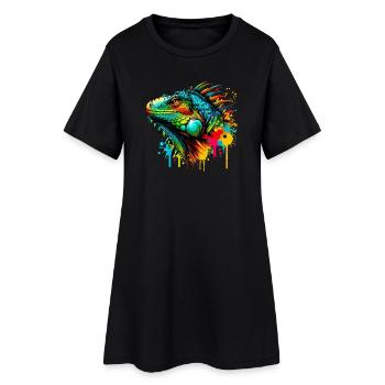 Iguane - Robe T-shirt Femme - noir - Devant