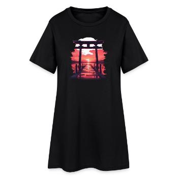 Paysage Japonnais - Robe T-shirt Femme - noir - Devant