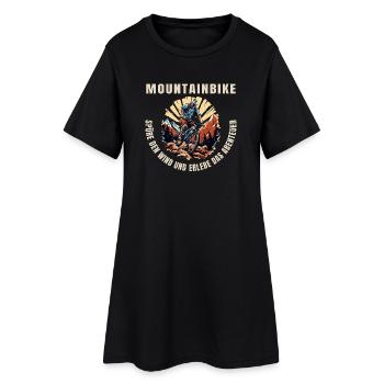 Spüre den Wind und erlebe das Abenteuer - Frauen T-Shirt-Kleid - Schwarz - Vorne