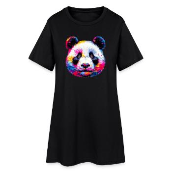 Panda - Frauen T-Shirt-Kleid - Schwarz - Vorne