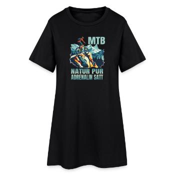 MTB: Natur pur - Adrenalin satt - Frauen T-Shirt-Kleid - Schwarz - Vorne