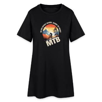 MTB: Wo der Asphalt aufhört, beginnt die Freiheit - Frauen T-Shirt-Kleid - Schwarz - Vorne
