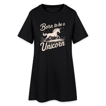 Born to Be a Unicorn - Inspirierendes Einhorn T-Sh - Frauen T-Shirt-Kleid - Schwarz - Vorne