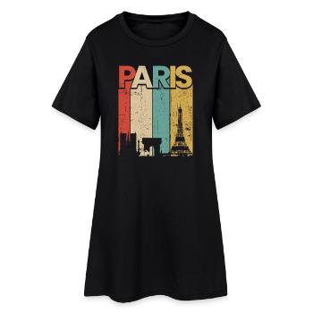 Paris Vintage Sunset Stripes - Women’s T-Shirt Dress - black - Front