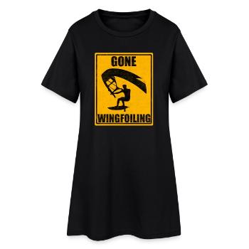 Gone Wingfoiling Vintage Surfing Sports Lover Tee - Women’s T-Shirt Dress - black - Front