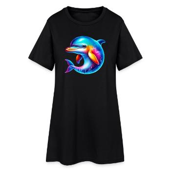 Delfin - Frauen T-Shirt-Kleid - Schwarz - Vorne