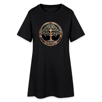 Elegant and noble tree of life with Celtic knot. - Women’s T-Shirt Dress - black - Front