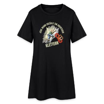 Jede Wand erzählt ein Abenteuer - Frauen T-Shirt-Kleid - Schwarz - Vorne