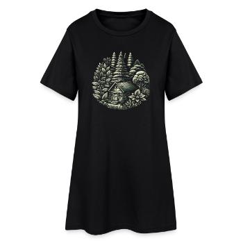 vivre dans une cabane dans les bois - Robe T-shirt Femme - noir - Devant