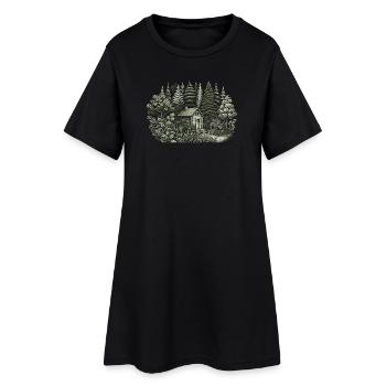 naturverbunden Leben mit einem Tiny House im Wald - Frauen T-Shirt-Kleid - Schwarz - Vorne