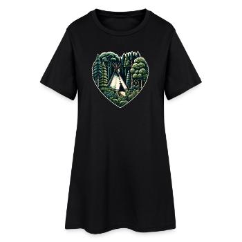 Vivre près de la nature avec une tente tipi en forêt - Robe T-shirt Femme - noir - Devant