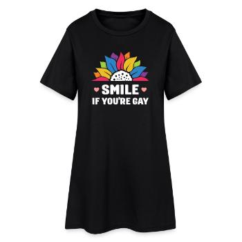 Mois de la fierté LGBT - Souriez si vous êtes gay - Robe T-shirt Femme - noir - Devant