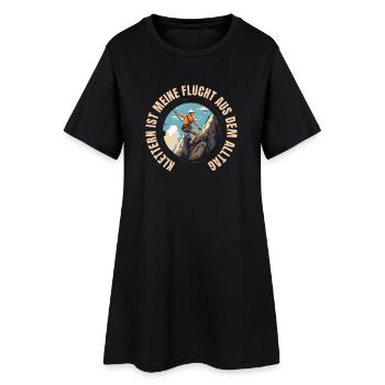 Klettern ist meine Flucht aus dem Alltag - Frauen T-Shirt-Kleid - Schwarz - Vorne