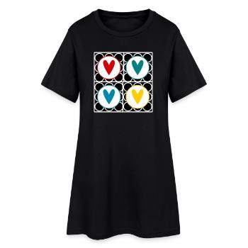 CŒUR. CŒURS. SAINT VALENTIN. LOVE. AMOUR. COUPLE. - Robe T-shirt Femme - noir - Devant