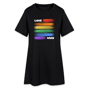 Liebe gewinnt Regenbogenstreifen - Frauen T-Shirt-Kleid - Schwarz - Vorne