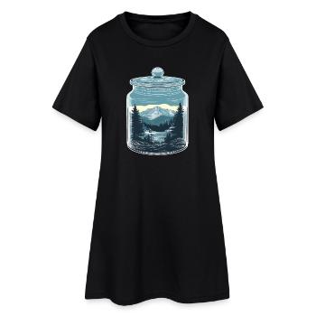 Captured Memories - Natur Berglandschaft im Glas - Frauen T-Shirt-Kleid - Schwarz - Vorne