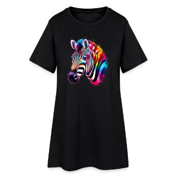 Zebra - Frauen T-Shirt-Kleid - Schwarz - Vorne