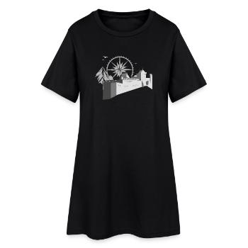 Burg mit Kompass - Frauen T-Shirt-Kleid - Schwarz - Vorne
