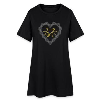 Road Bike Heart Chain Cyclist Gift - Women’s T-Shirt Dress - black - Front