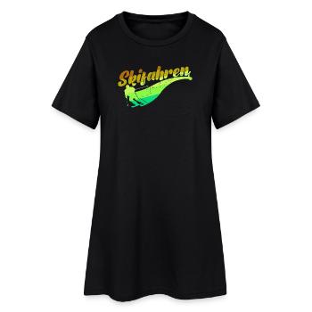 Schifahren Winter Skifahrer Wintersport Skiurlaub - Frauen T-Shirt-Kleid - Schwarz - Vorne
