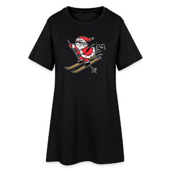 Schifahren Wintersport Skiurlaub Eishockey Schnee - Frauen T-Shirt-Kleid - Schwarz - Vorne