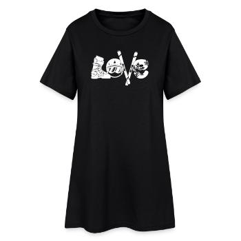 Winter Schifahrer Eislaufen Eishockey Wintersport - Frauen T-Shirt-Kleid - Schwarz - Vorne