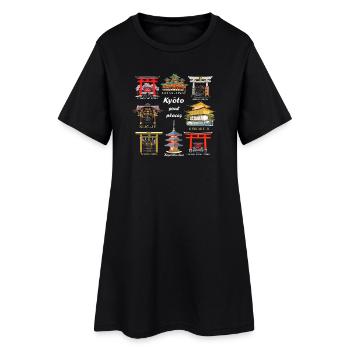 Kyoto au Japon, Sanctuaires, Temples, Dessin de château - Robe T-shirt Femme - noir - Devant