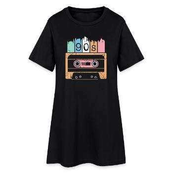 Cassette Musique Années 90 1990s Utilisé Look Logo Classique - Robe T-shirt Femme - noir - Devant