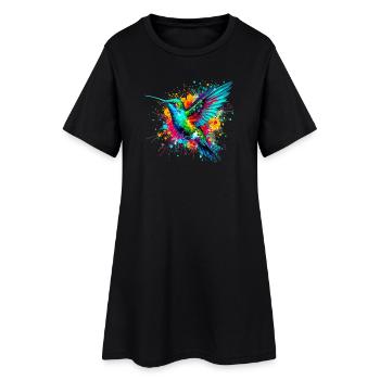 Kolibri - Frauen T-Shirt-Kleid - Schwarz - Vorne