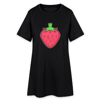 Erdbeere Erdbeeren - Frauen T-Shirt-Kleid - Schwarz - Vorne