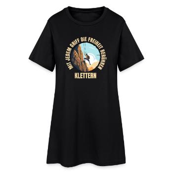 Mit jedem Griff die Freiheit berühren - Frauen T-Shirt-Kleid - Schwarz - Vorne