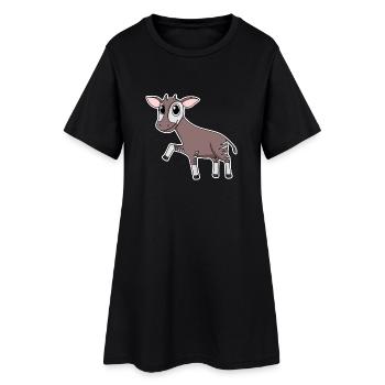 Okapi Waldgiraffe motiv - Frauen T-Shirt-Kleid - Schwarz - Vorne