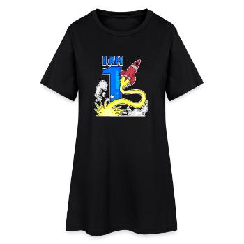 Cadeau d’anniversaire garçon 1 an - Robe T-shirt Femme - noir - Devant