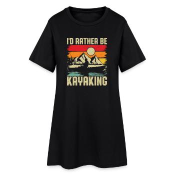 Kayaking Sunset Mountain Scene - Women’s T-Shirt Dress - black - Front
