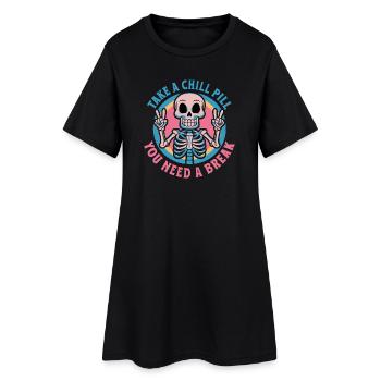 Squelette de la pilule du calme, - Robe T-shirt Femme - noir - Devant