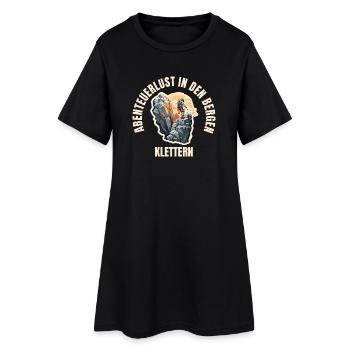 Abenteuerlust in den Bergen - Frauen T-Shirt-Kleid - Schwarz - Vorne