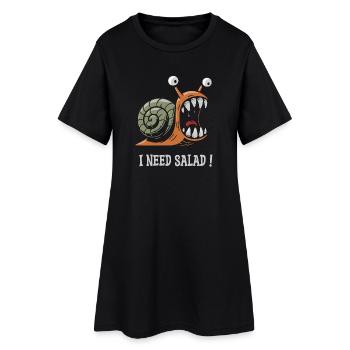 escargot , j'ai besoin de salade ! - Robe T-shirt Femme - noir - Devant