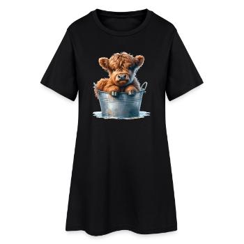 Gentillesse des veaux Highland - Bébés bovins Highland - Robe T-shirt Femme - noir - Devant