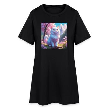 Kätzchen in den Bergen - Frauen T-Shirt-Kleid - Schwarz - Vorne
