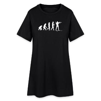 Schifahren Evolution Wintersport Schifahrer Schnee - Frauen T-Shirt-Kleid - Schwarz - Vorne