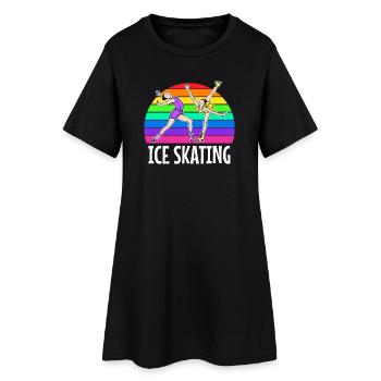 Eislaufen Eishockey Snowboard Wintersport Eis - Frauen T-Shirt-Kleid - Schwarz - Vorne