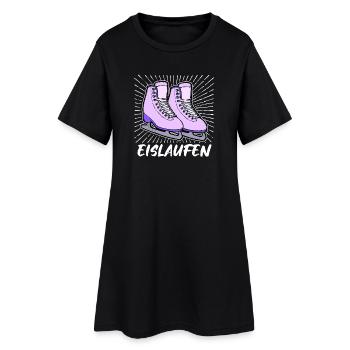 Wintersport Eislaufen Eishockey Snowboard Biathlon - Frauen T-Shirt-Kleid - Schwarz - Vorne