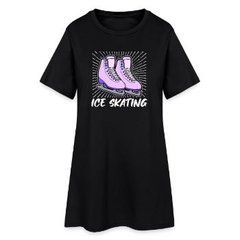 Eislaufen Eishockey Snowboard Wintersport Eis - Frauen T-Shirt-Kleid - Schwarz - Vorne