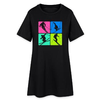 Biathlon Schispringen Wintersport Skiurlaub Schnee - Frauen T-Shirt-Kleid - Schwarz - Vorne