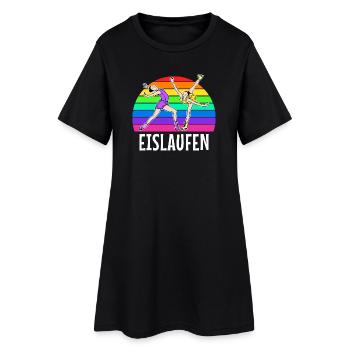 Schifahrer Eislaufen Eishockey Wintersport Kalt - Frauen T-Shirt-Kleid - Schwarz - Vorne