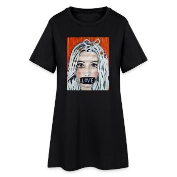 Spread LOVE - Frauen T-Shirt-Kleid - Schwarz - Vorne