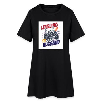 Funny leveling upto husband shirt |New Husband | - Frauen T-Shirt-Kleid - Schwarz - Vorne