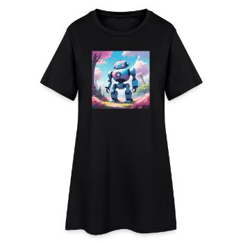 Robot sur la planète de rêve - Robe T-shirt Femme - noir - Devant